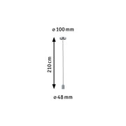 Maßzeichnung einer silbernen Pendelleuchte mit 210 cm Länge und 48 mm Durchmesser