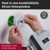 Hand montierter Timer-Schalter in Grau mit einstellbarem Timer für 68 mm Unterputzdose