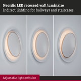 Neordic white LED recessed wall light with adjustable emission for hallways and staircases