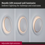 Neordic white LED recessed wall light with adjustable emission for hallways and staircases