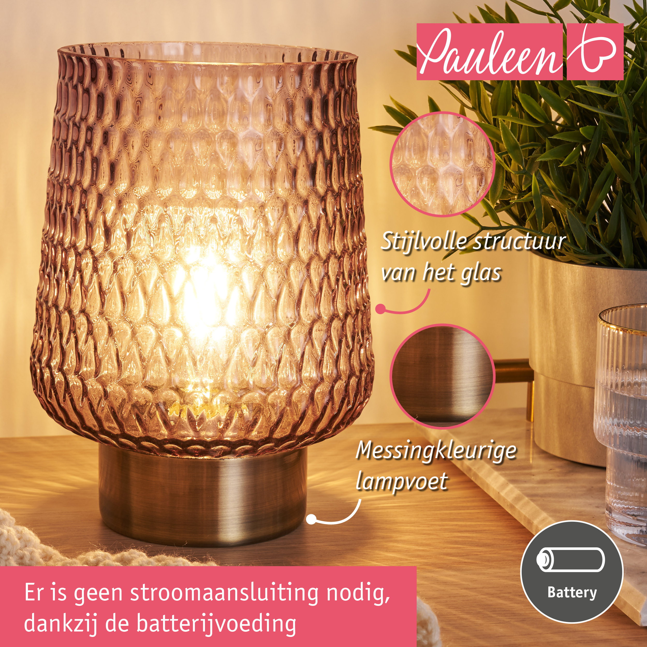 Paulmann Pauleen LED-tafellamp Sparkling Glamour E27 2700K 30lm 0,8W Bruin/Messing