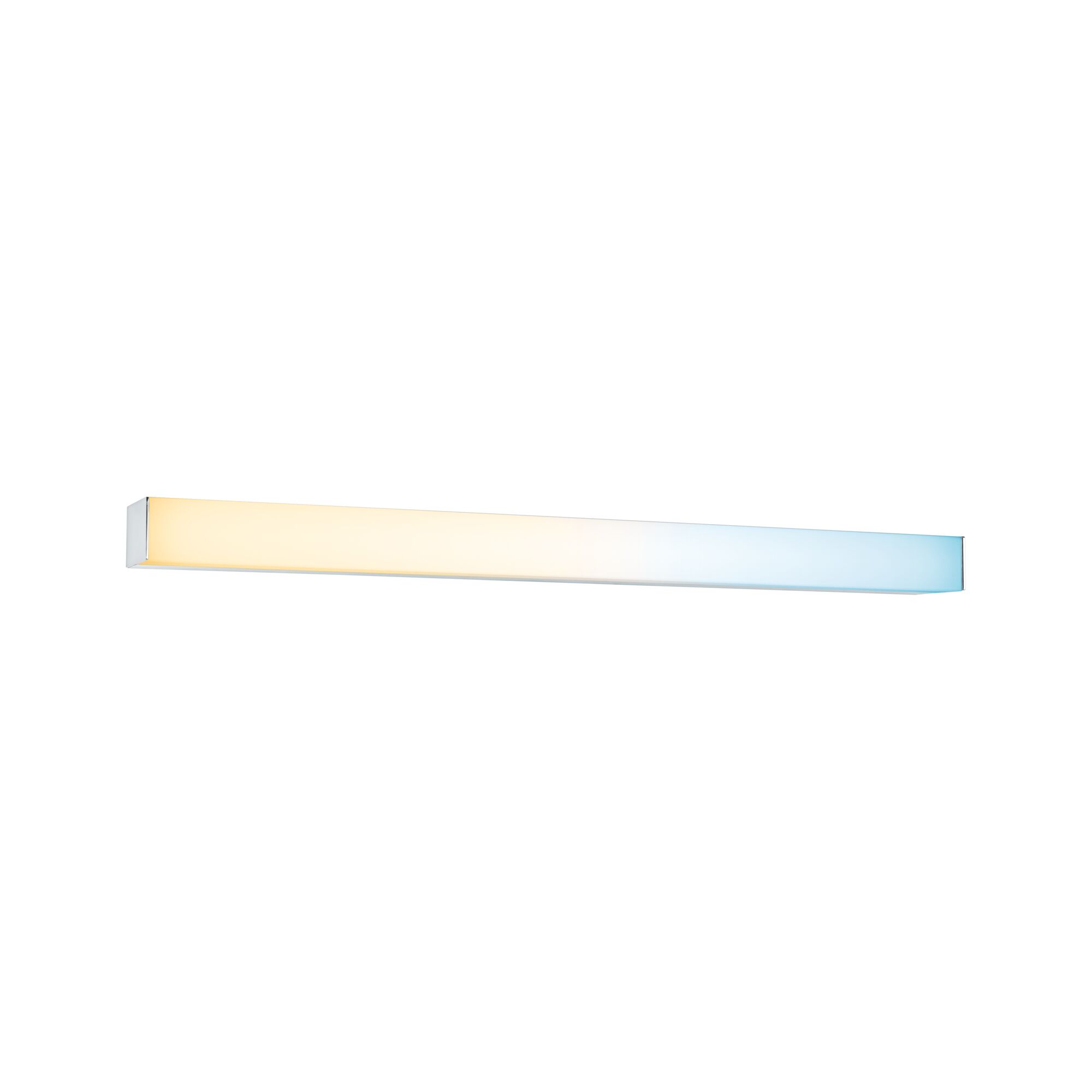 Lange LED-Wandleuchte mit Farbwechsel von warmweiß zu kaltweiß in weißem Gehäuse für moderne Beleuchtung