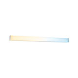 Long LED wall light with color change from warm to cool white in white housing for modern lighting