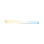 Modernes LED-Wandlicht mit Aluminiumrahmen in Chrom und warmweißem Licht für Wohnräume