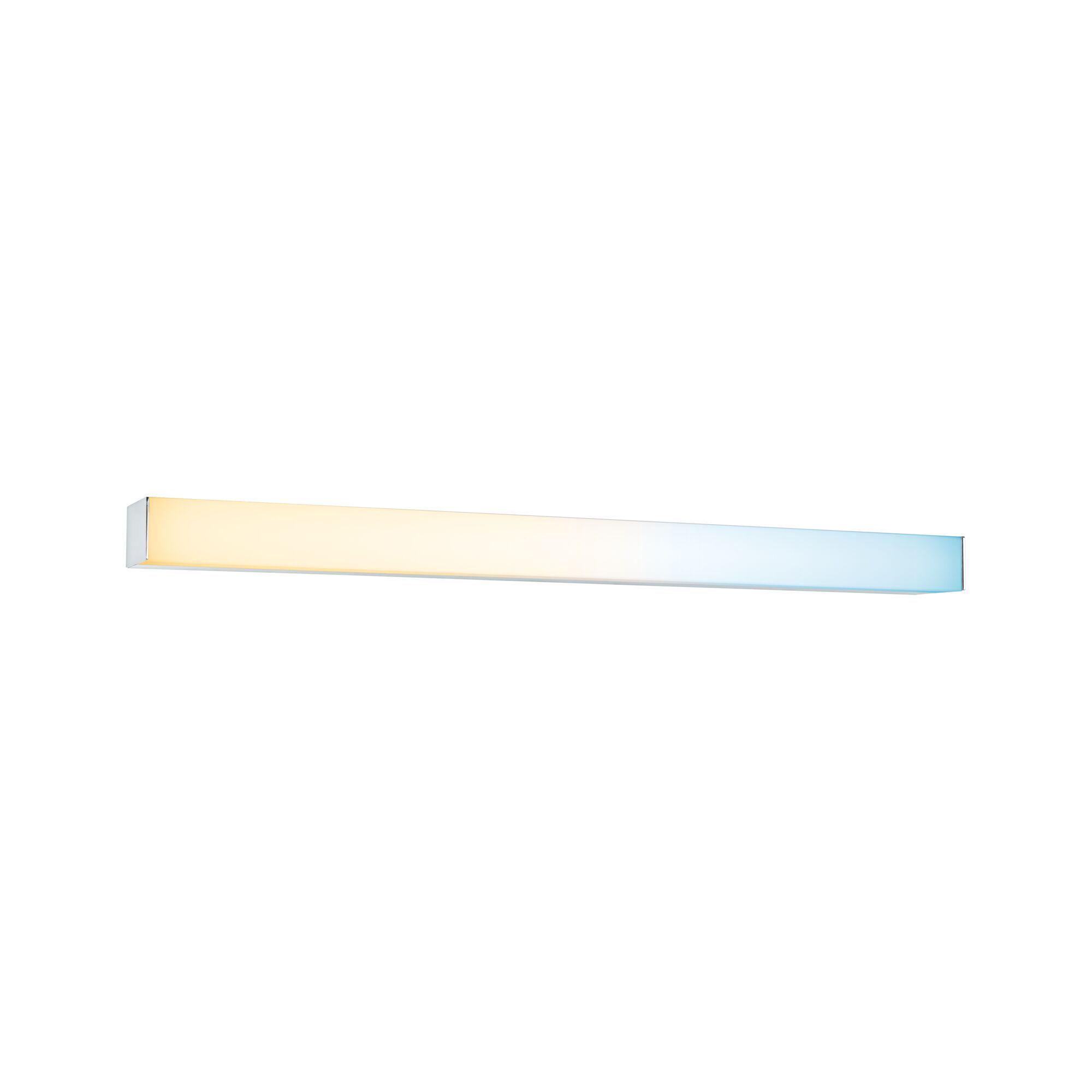 Modern LED wall light with chrome aluminium frame and warm white light for living spaces