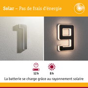 Éclairage solaire pour numéro de maison en blanc et noir avec LED pour éclairage extérieur économique