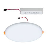 Round white LED recessed panel with connector cable and driver for energy-efficient room lighting