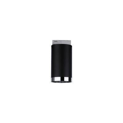 Black metal LED ceiling light with silver trim for modern indoor lighting solutions