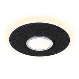 Round LED ceiling light with black felt ring and warm white light for modern interiors