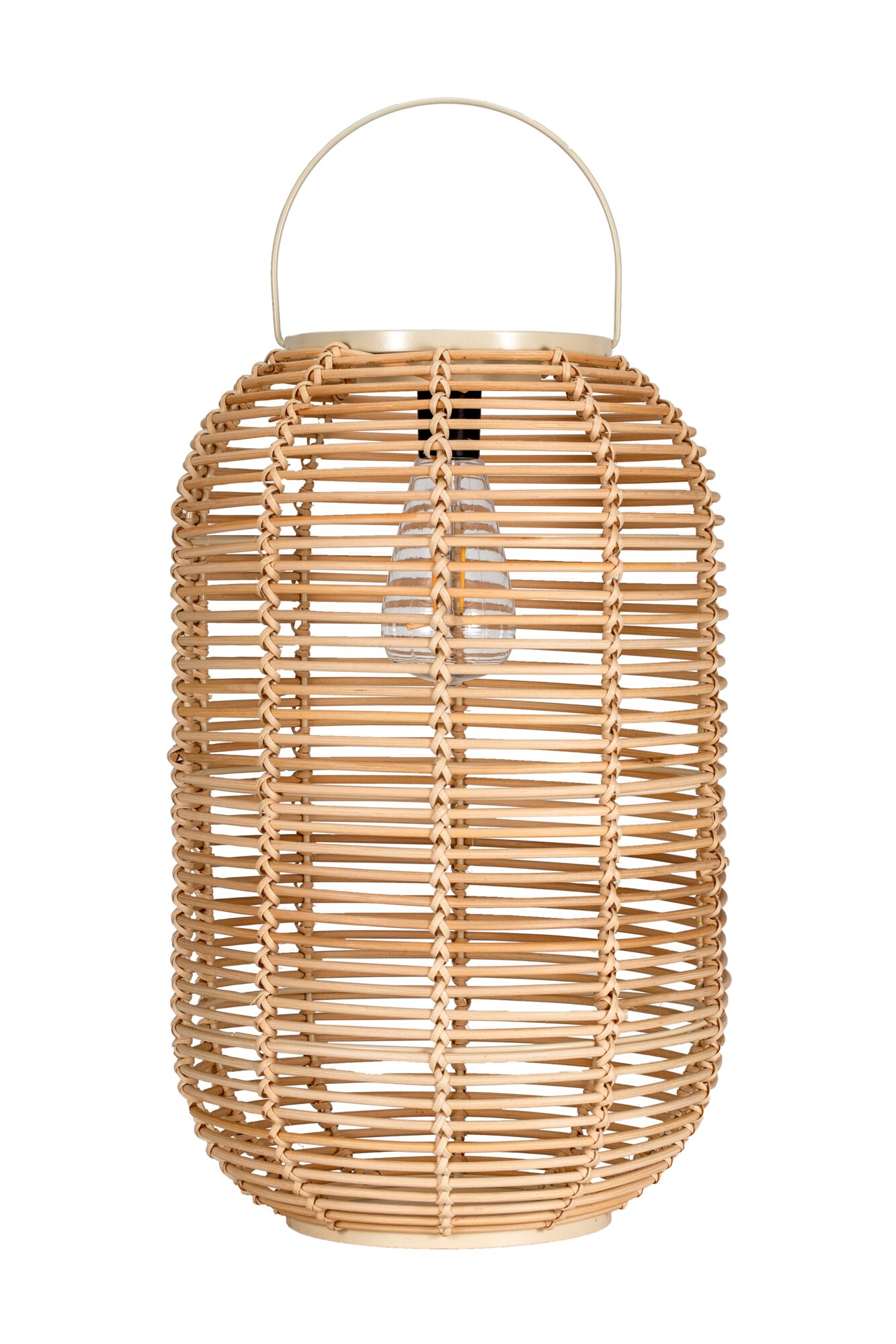 Pauleen Lanterne solaire Sunshine Nature IP44 2700K 5lm Beige Lanterne en rotin naturel tressé avec poignée en métal beige pour éclairage d'ambiance