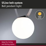 Uline Belt System ball pendant light with warm white glass, perfect for living and dining room lighting