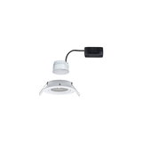 Witte LED-inbouwspot met zwarte kabel en metalen bevestigingsbeugel voor plafondmontage