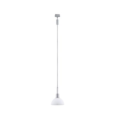 Modern pendant light with white glass and silver metal for stylish indoor lighting