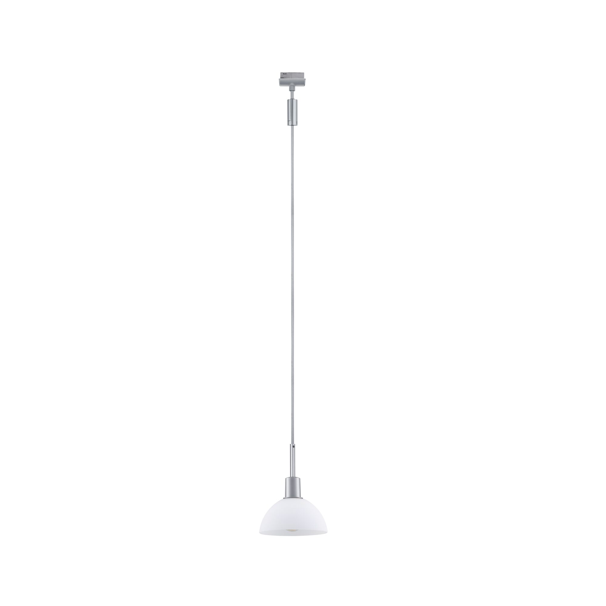 Modern pendant light with white glass and silver metal for stylish indoor lighting
