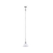 Modern pendant light with white glass and silver metal for stylish indoor lighting
