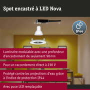Spot encastré LED 3-Step-Dim Nova Kit de base fixe IP44 rond 78mm GU10 3x6,5W 3x460lm 230V gradable 2700K Blanc dépoli