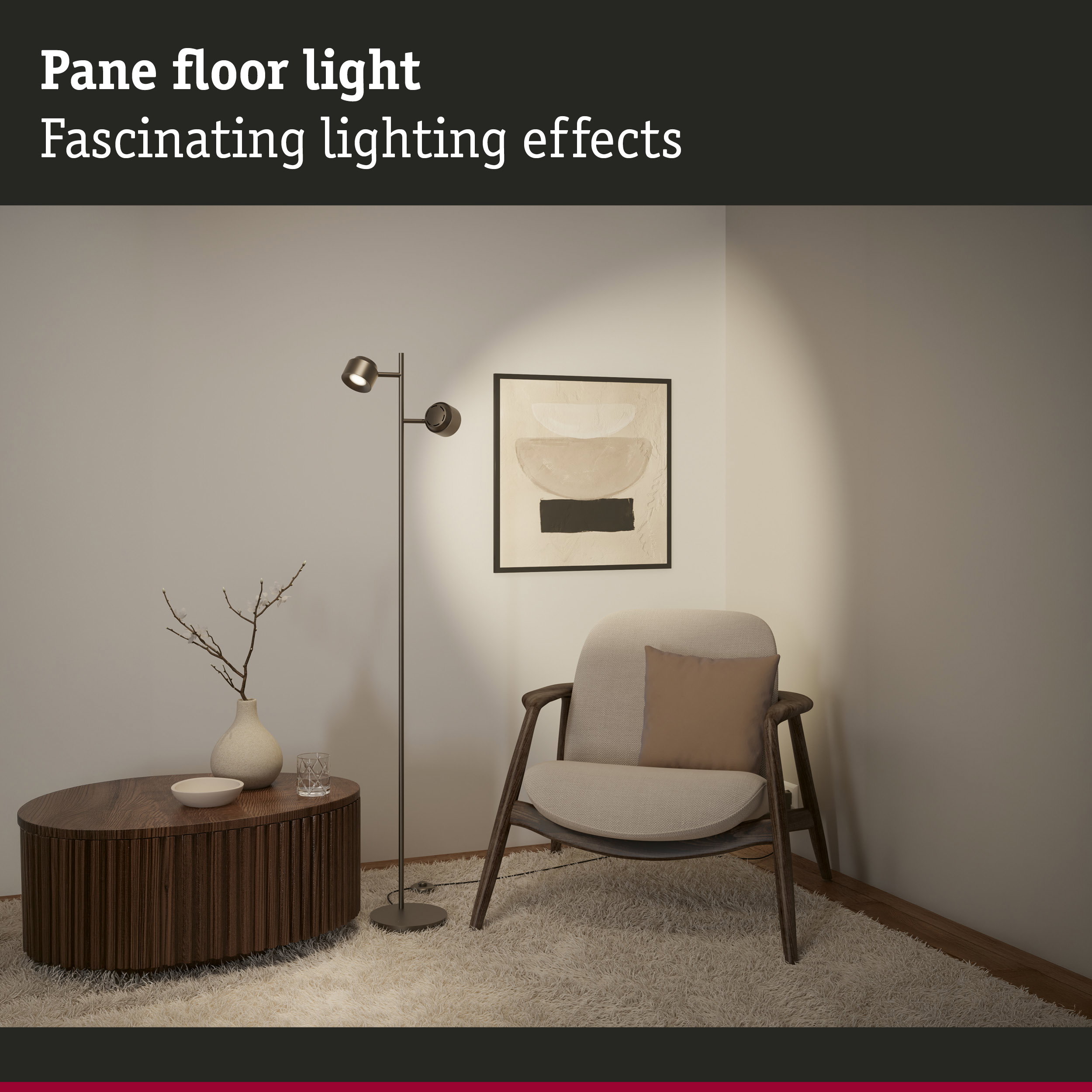 LED Floor lamp Pane 2700K 2x315lm 2x2,2W Titanium