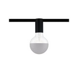 Moderne LED-Glühbirne mit halb matter grauer Beschichtung und schwarzem Fassungsadapter für Schienensysteme