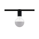 Moderne LED-Glühbirne mit halb matter grauer Beschichtung und schwarzem Fassungsadapter für Schienensysteme