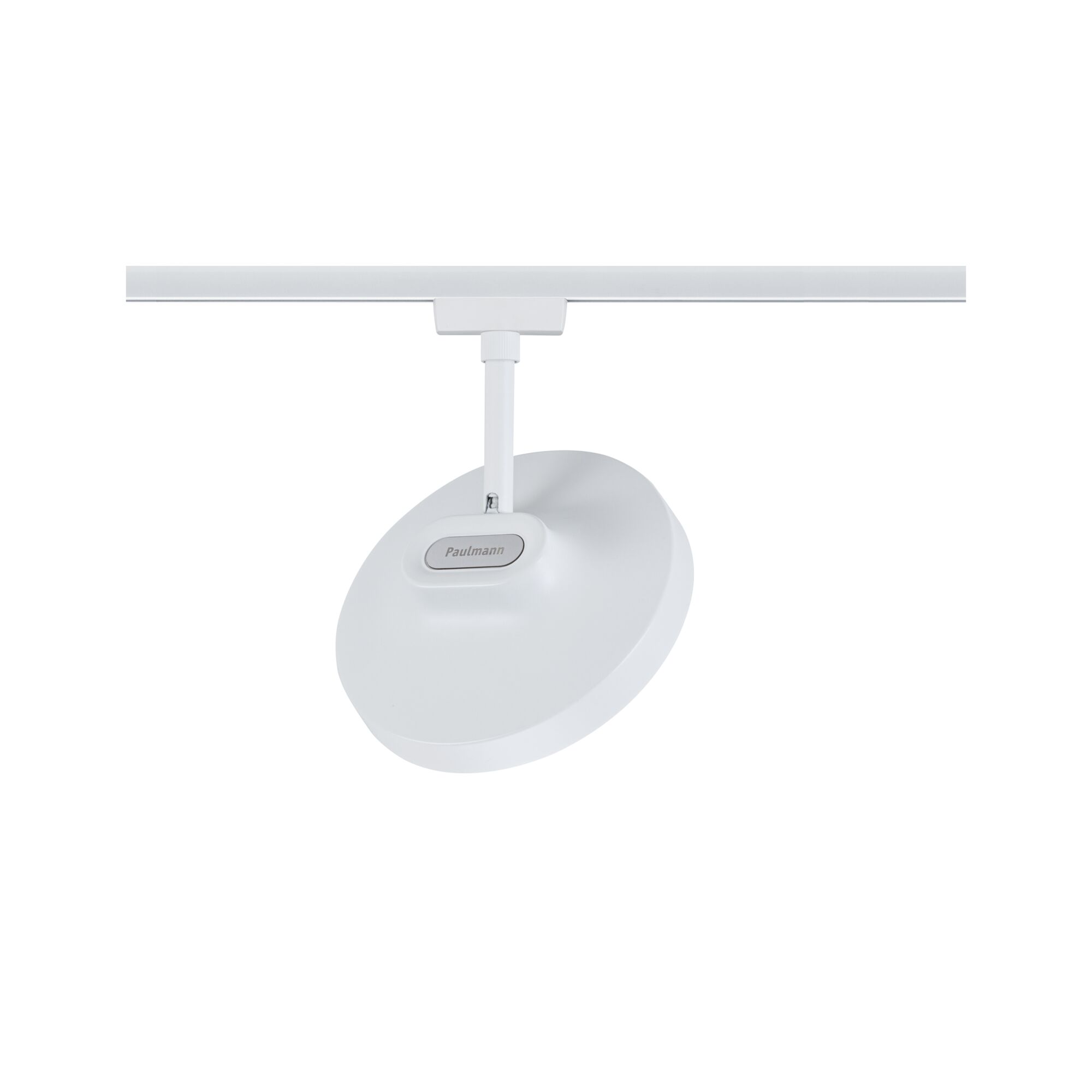 Round white Paulmann LED track spotlight made of metal for modern indoor lighting