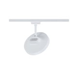 Round white Paulmann LED track spotlight made of metal for modern indoor lighting