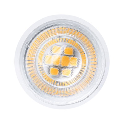 Close-up of LED light with clear plastic and warm white LEDs for energy-efficient lighting