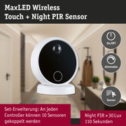 MaxLED Wireless Touch Sensor in Weiß und Schwarz mit PIR-Bewegungsmelder für dimmbares Licht