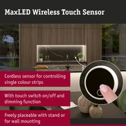 MaxLED wireless black touch sensor with white ring for controlling LED light strips