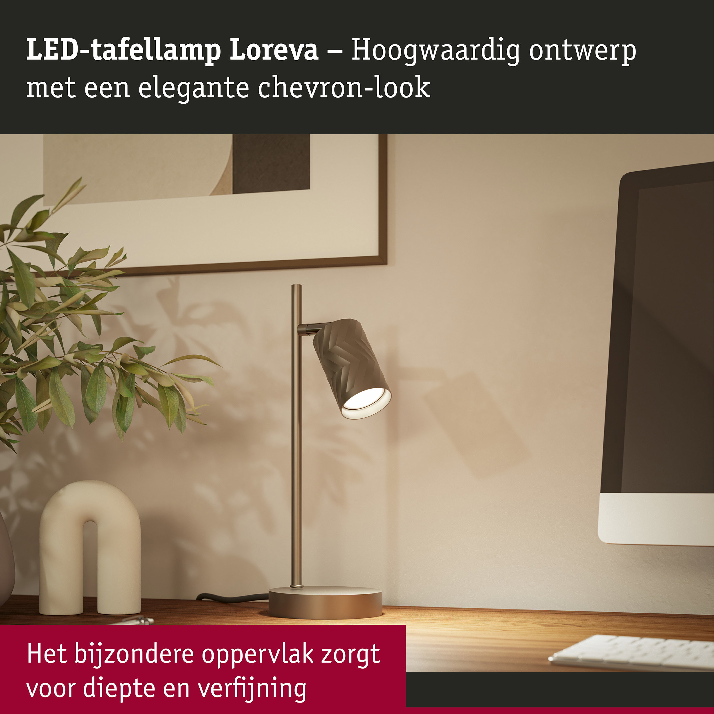 LED-tafellamp Loreva GU10 max. 7W Titaanium Metaal