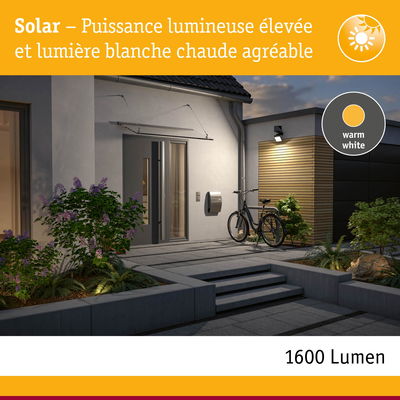 Éclairage extérieur blanc chaud 1600 lumens pour façade de maison et allée de jardin au crépuscule