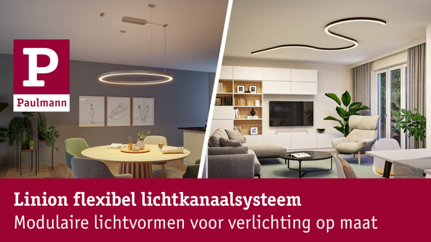 Linion flexibel lichtkanaalsysteem met modulaire LED-vormen in moderne woonkamers voor maatwerkverlichting