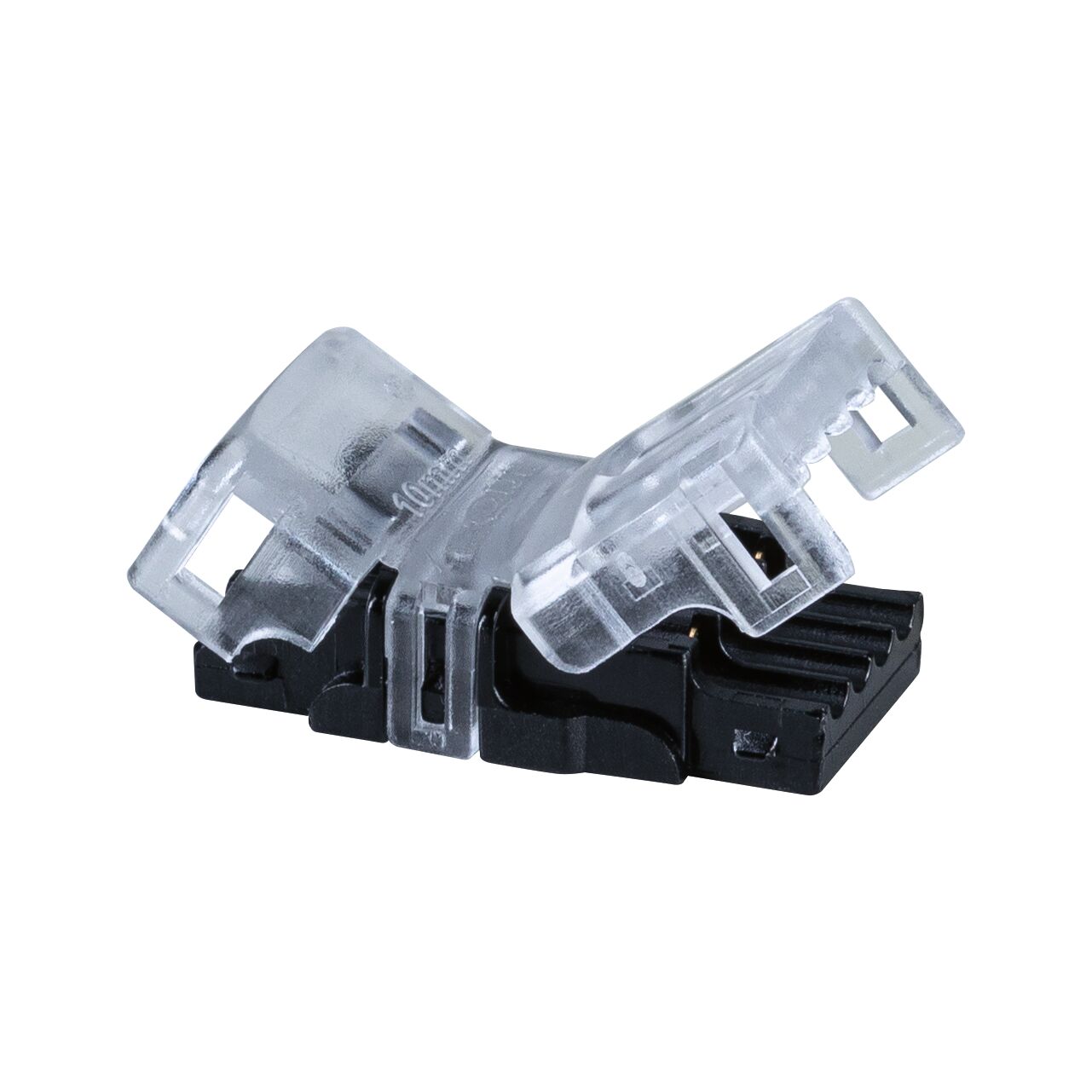 Pro Strip Connector Single Color Quick 15x24,5mm max. 120W Transparent/Black Small black and transparent plastic connector for LED lighting systems and electrical connections