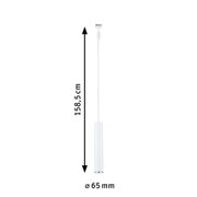 Weißer zylindrischer LED-Pendelleuchte mit 158,5 cm Länge und 65 mm Durchmesser für moderne Beleuchtung