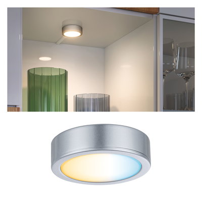 Round aluminum LED surface light with warm and cool white light for modern indoor lighting solutions