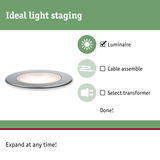 Round LED recessed light with silver metal frame and warm white glow for modern room lighting