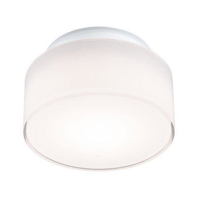 Plafonnier rond en plastique blanc avec éclairage diffus pour pièces à vivre.