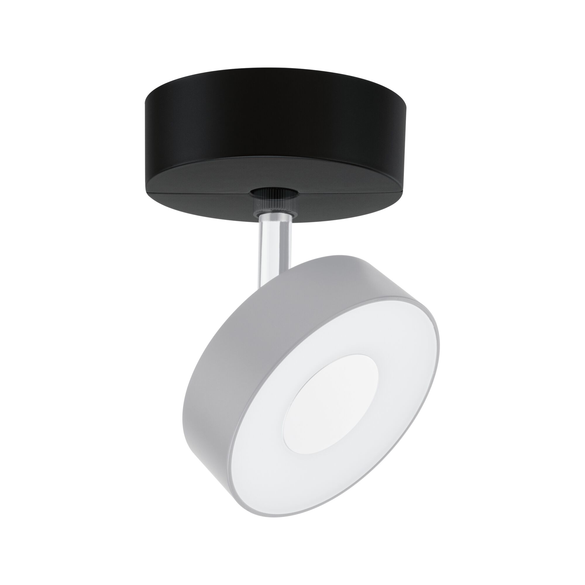 Moderner Deckenstrahler aus Metall in Schwarz und Grau mit rundem LED-Leuchtmittel für Wohnräume