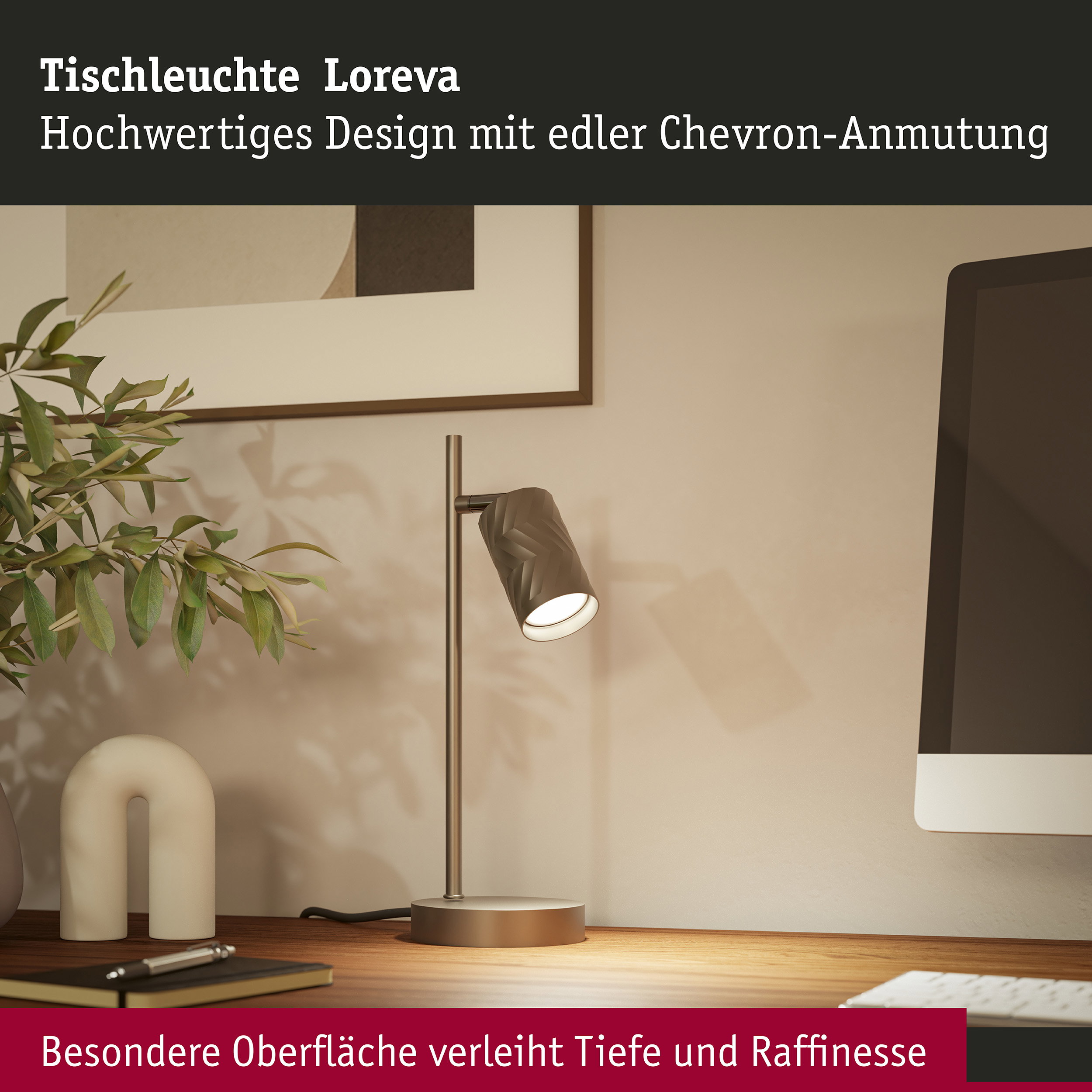 Tischleuchte Loreva GU10 max. 7W Titanium Metall