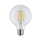 Transparante LED filament lamp met E27-fitting en zichtbare gele filamenten voor energiezuinige verlichting