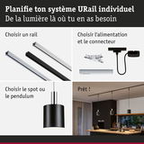 Système d'éclairage URail avec suspension noire, rails et connecteurs pour installation personnalisée