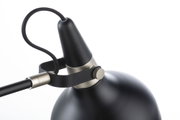 Schwarze Metalllampe mit verstellbarem Arm und textilverkleidetem Kabel für moderne Beleuchtung