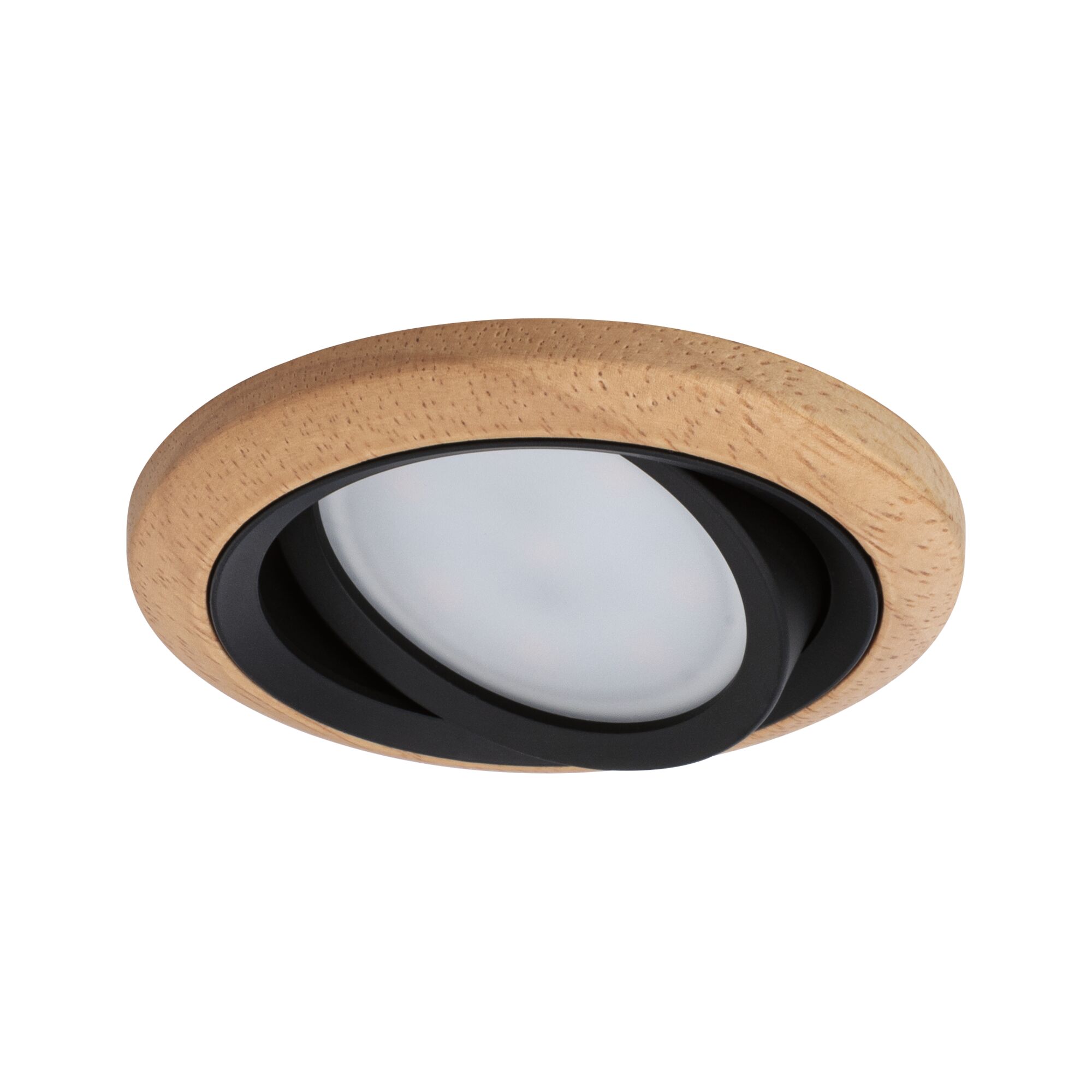 LED-inbouwlamp Lanati Set van 3 rond 84mm 30° Coin 3x6W 3x470lm 230V 2700K Houtlook Eik/Zwart mat