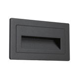Rectangular black LED recessed wall light made of plastic with ribbed light opening for accent lighting