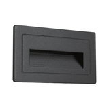 Rectangular black LED recessed wall light made of plastic with ribbed light opening for accent lighting