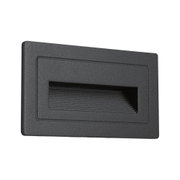 Black square LED wall light made of plastic with ribbed light outlet for indoor lighting