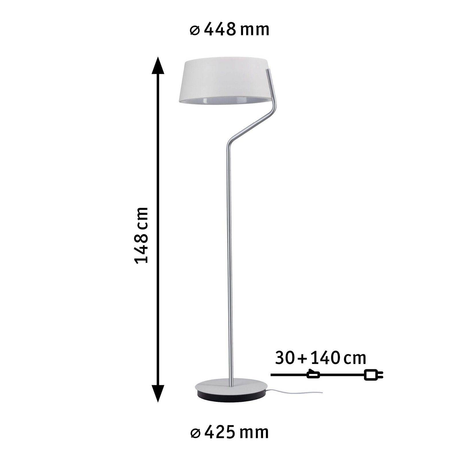 Staande LED-lamp 3-Step-Dim Belaja 2700K 1250lm 22W Wit/Chroom mat