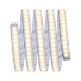 Flexibler LED-Lichtstreifen mit warmweißem Licht und selbstklebender Rückseite für vielseitige Beleuchtung.