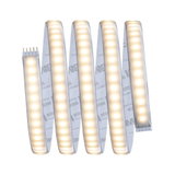 Flexibler LED-Lichtstreifen mit warmweißem Licht und selbstklebender Rückseite für vielseitige Beleuchtung.