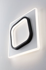 Modernes LED-Wandleuchte in Schwarz und Grau mit quadratischem Design und indirekter Beleuchtung