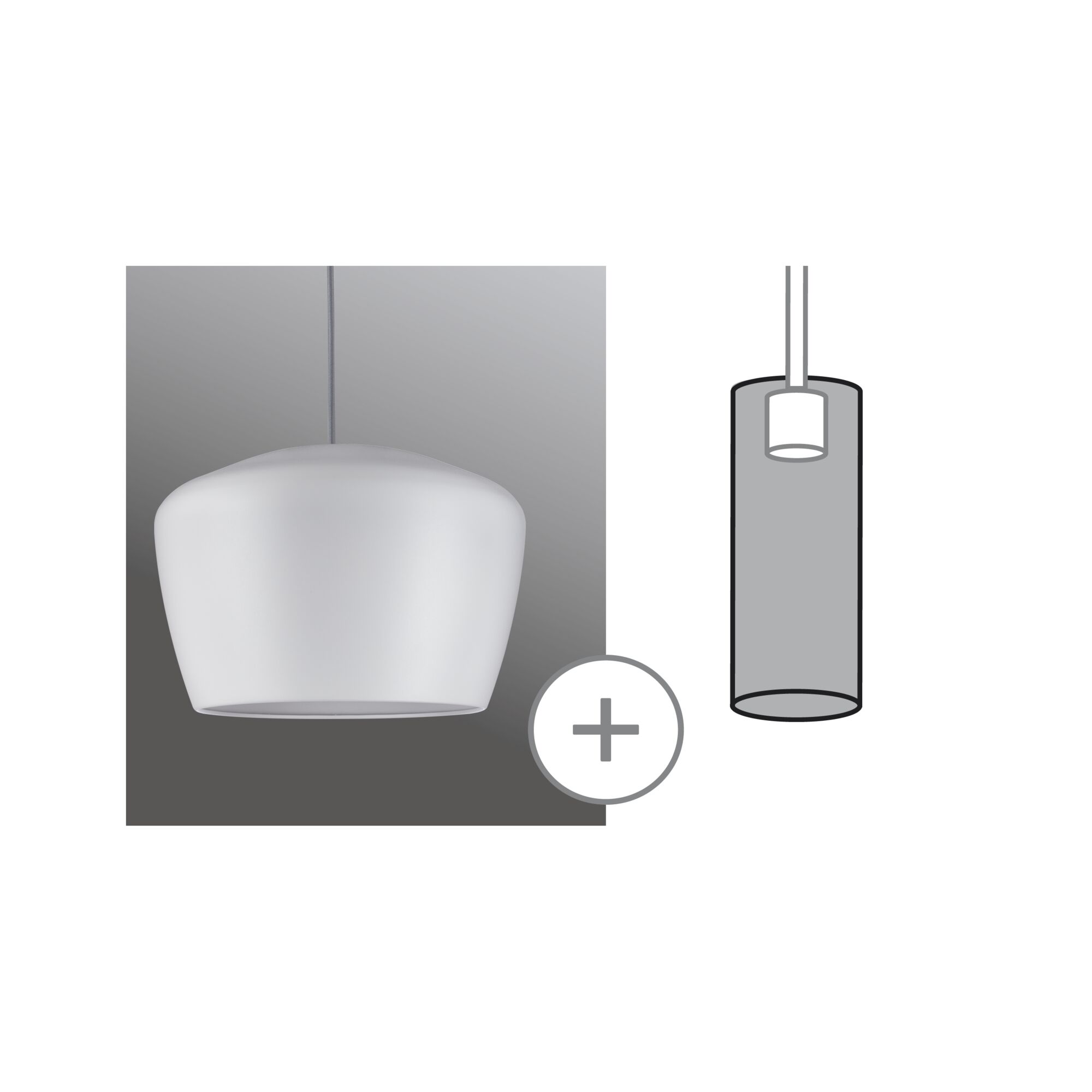 Weiße Glas-Pendelleuchte mit grauem Kabel für moderne Innenbeleuchtung und Wohnraumdesign